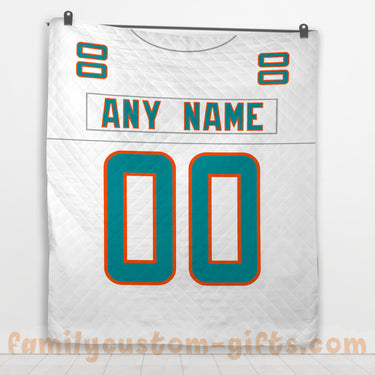 Custom Premium Quilt Blanket Miami Jersey American Football Personalized Quilt Gifts for Her & Him